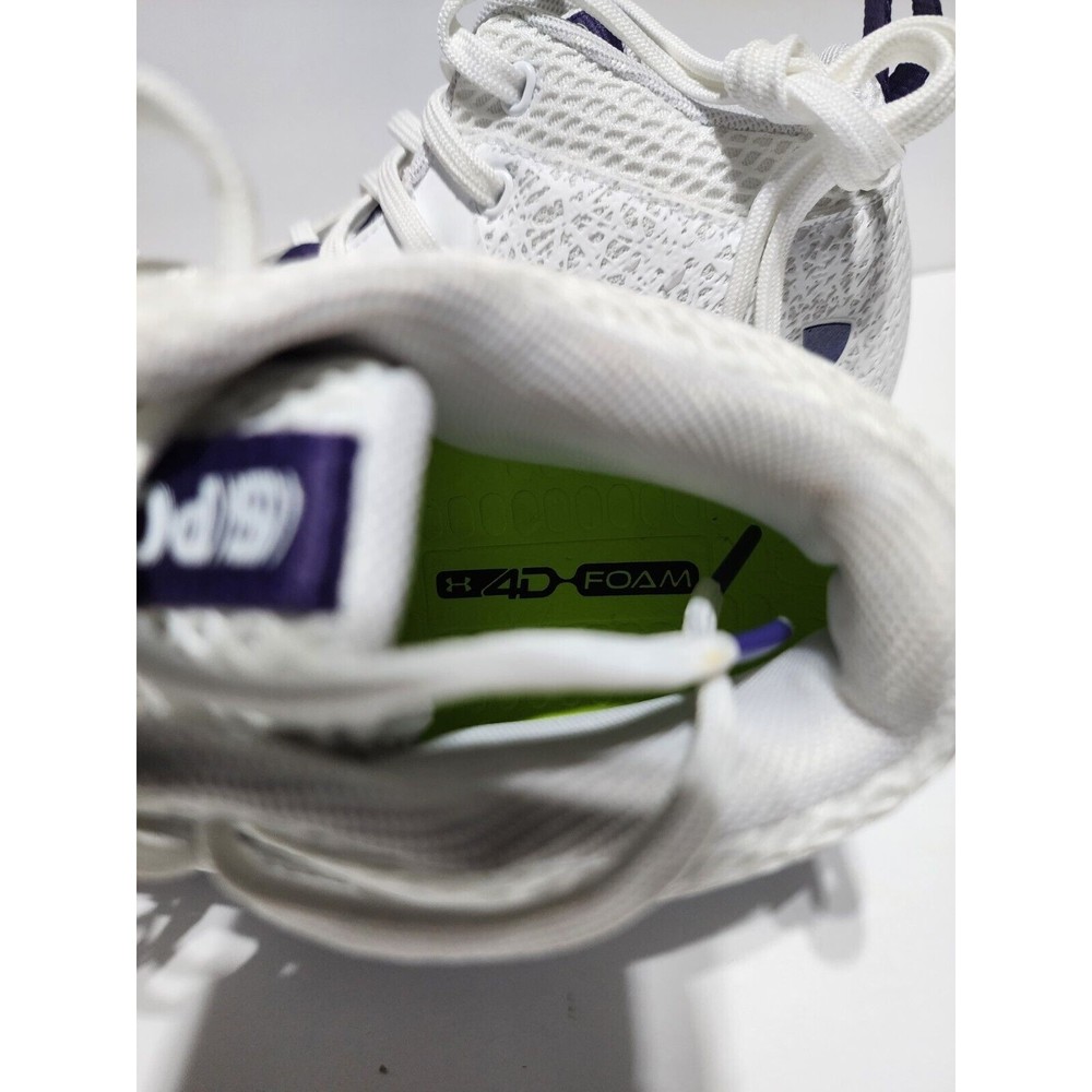 Under Armour Spotlight Football Cleats 4D Foam White Purple 3023963-103 Men 8.5 - Picture 9 of 10